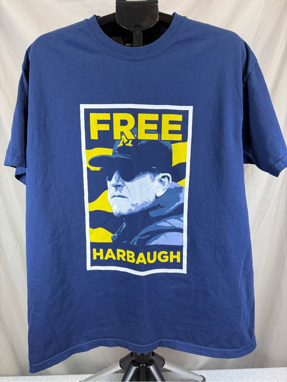 Barstool Sports “Free Harbaugh” Graphic T-Shirt Navy - Size XL